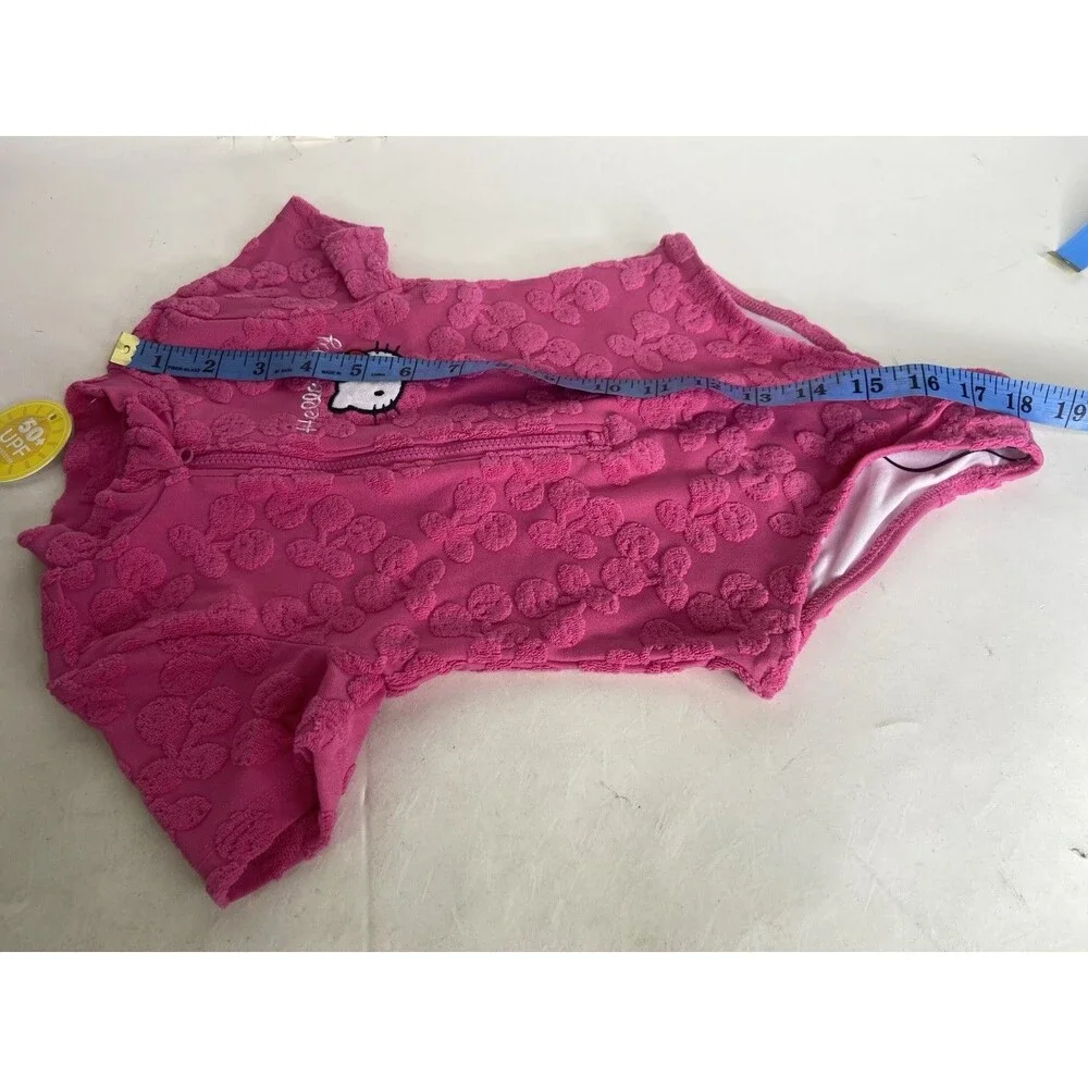 Hello Kitty Pink One Piece Rash Guard Lined Swimsuit Swimwear Girls Size 3T